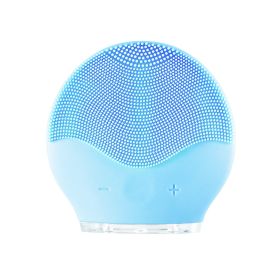 Electric waterproof silicone cleansing instrument (Color: Blue)